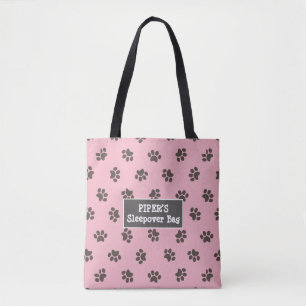 Hundens tassavtryck Rosa Totebag Tygkasse