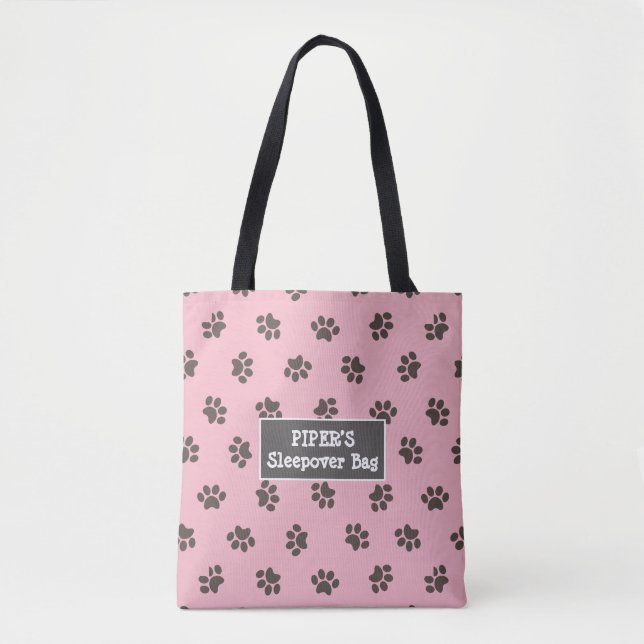 Hundens tassavtryck Rosa Totebag Tygkasse (Framsida)