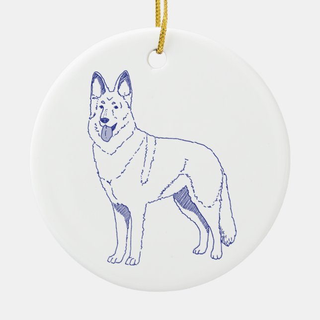 Hunderasse Deutscher Schäferhund Julgransprydnad Keramik (Framsidan)