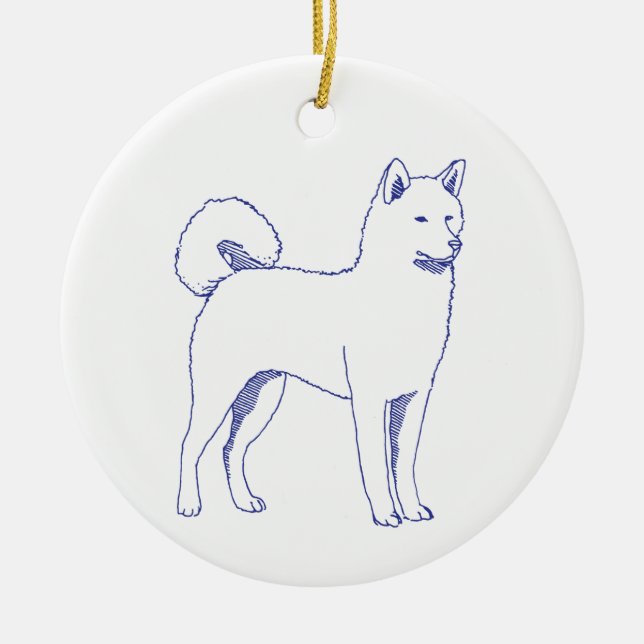 Hunderasse Shiba Inu Julgransprydnad Keramik (Framsidan)