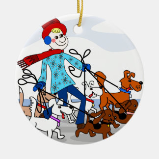 Hundfotgängare Julgransprydnad Keramik
