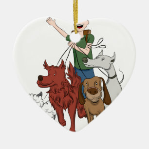 Hundfotgängaretecknad Julgransprydnad Keramik