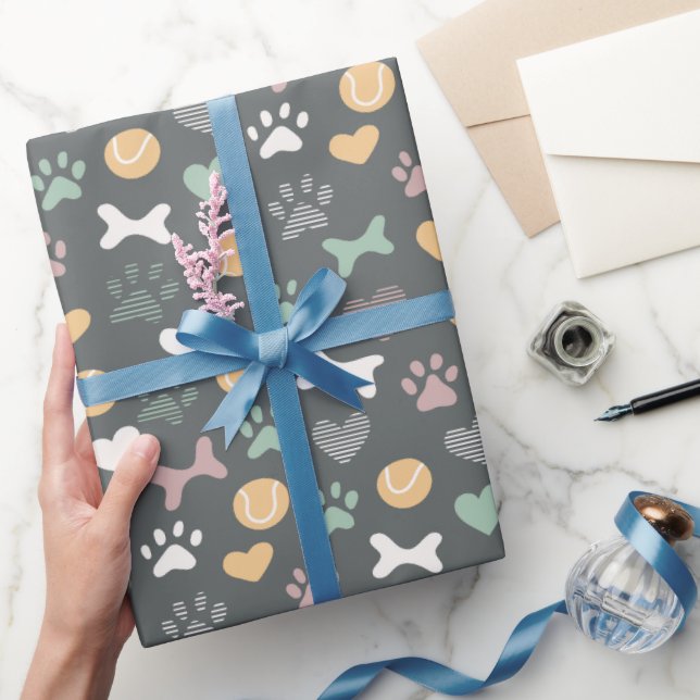 Hundfotmönster  presentpapper (Gifting)