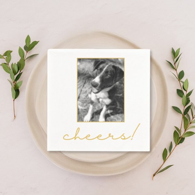 Hundfoto Cocktailparty Pappersservett (Dog photo napkin cocktail party supply
)