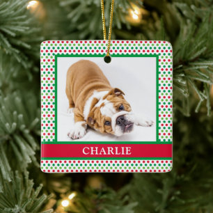Hundfoto julgransprydnad keramik
