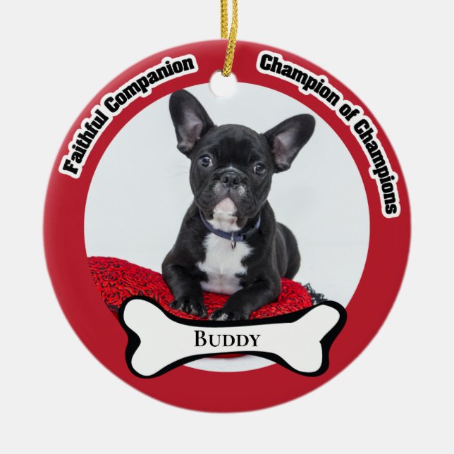 Hundfoto minnessakeramisk prydnad julgransprydnad keramik (Framsidan)