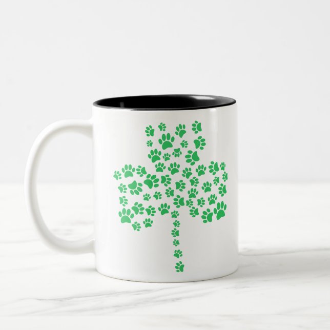 Hundfotsavtryck Shamrock Två-Tonad Mugg (Vänster)