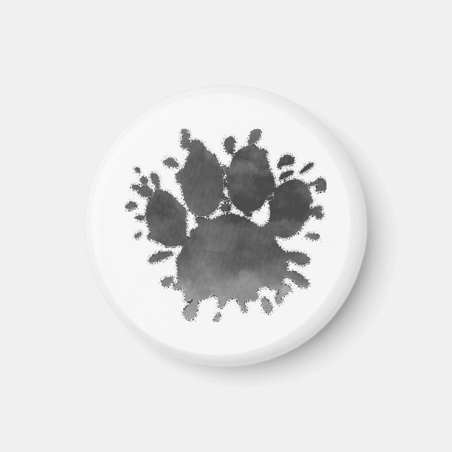 Hundfotsavtryck Vattenfärg Hundfötter Magnet (Framsidan)