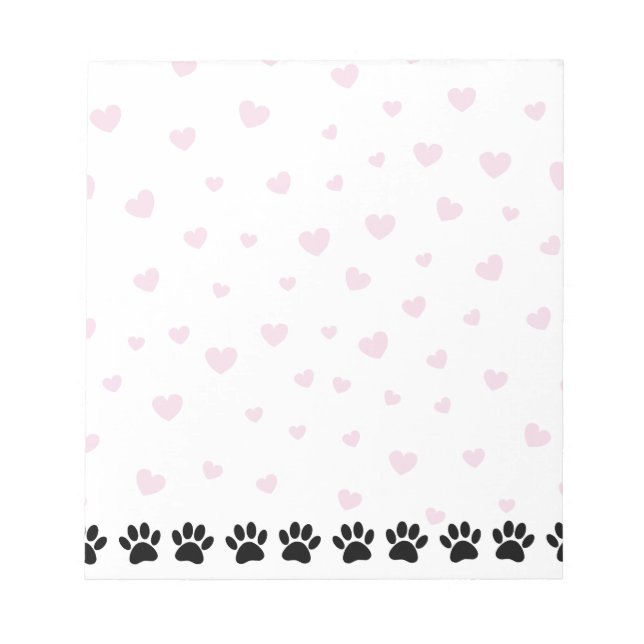Hundfotsmönster Rosa Hjärtan Anteckningsblock (Framsida)