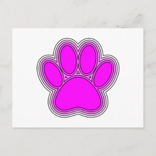 Hundfötter i rosa med konturer vykort