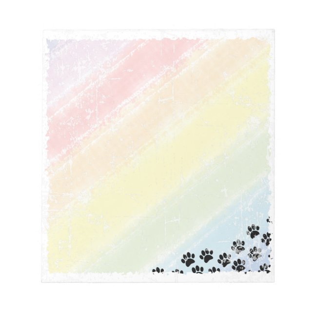 Hundfötter Pastell Regnbåge Distressed Watercolor  Anteckningsblock (Framsida)