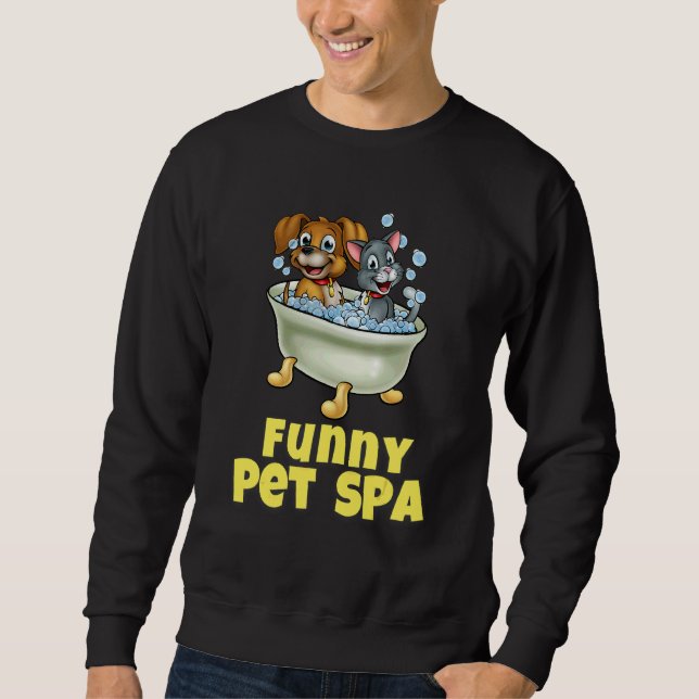 Hundfrisör   Husdjur Spa 2 Lång Ärmad Tröja (Framsida)