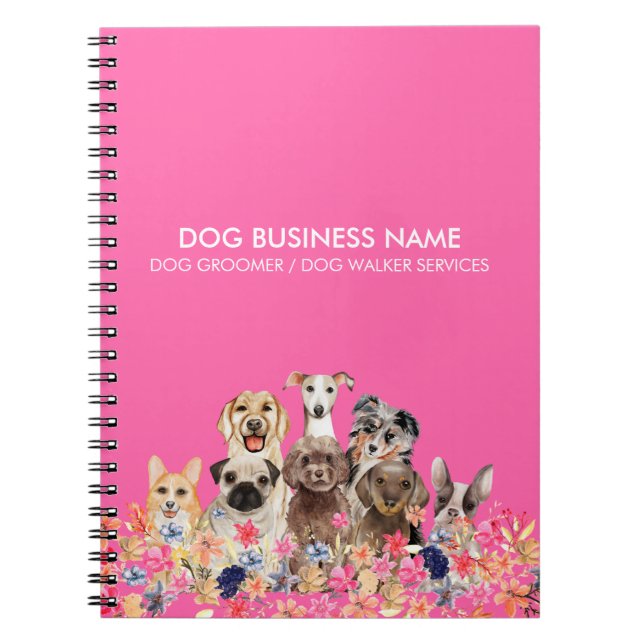 Hundfrisör Mejeriprodukter Neonrosa Anteckningsbok (Framsidan)
