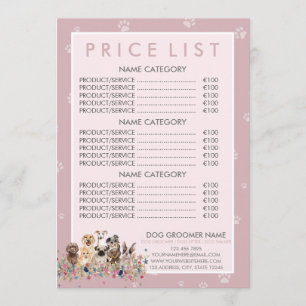 Hundfrisör Rosa Prislista Meny