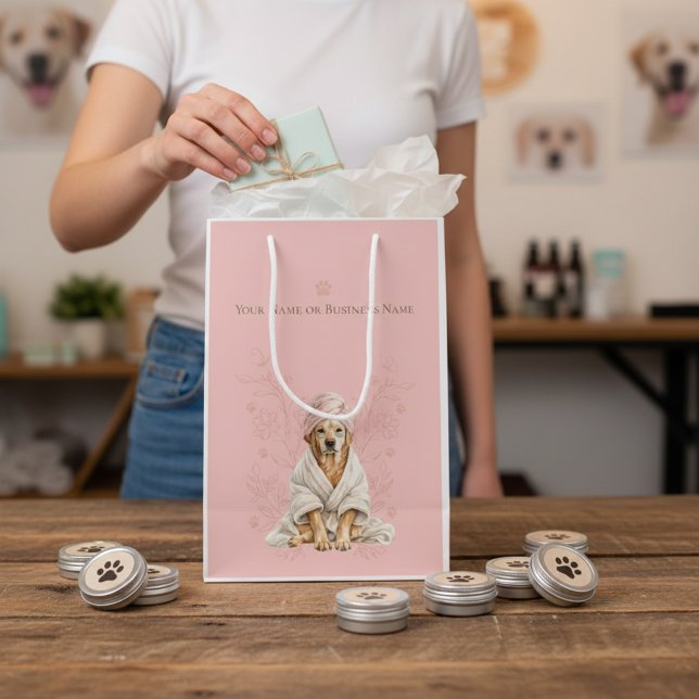 Hundfrisör Spa Söt Hund Personlig Rosa Presentpåse (Skapare uppladdad)