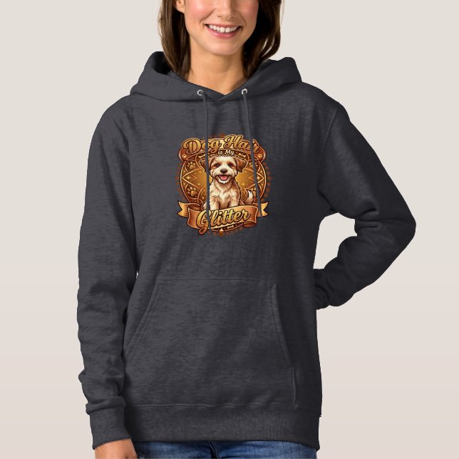 Hundhår är glitter fluffigt guld band_1 t shirt (Framsida)