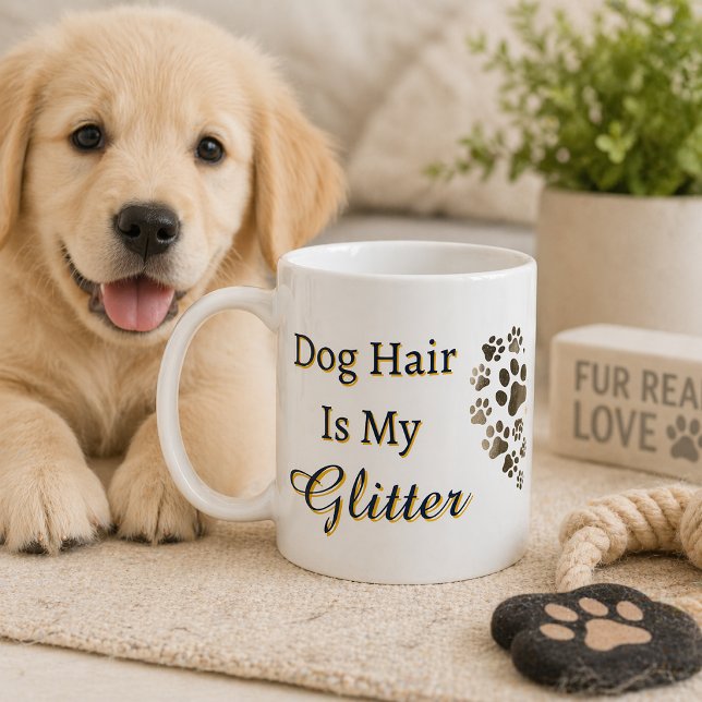 Hundhår Är Min Glitter Hjärt Klappar Kaffemugg (Skapare uppladdad)