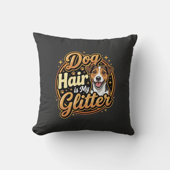 Hundhår Är Min Glitter Hundälskare Kudde (Framsida)