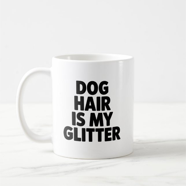 Hundhår Är Min Glitter Rolig Hundägare Mugg (Vänster)