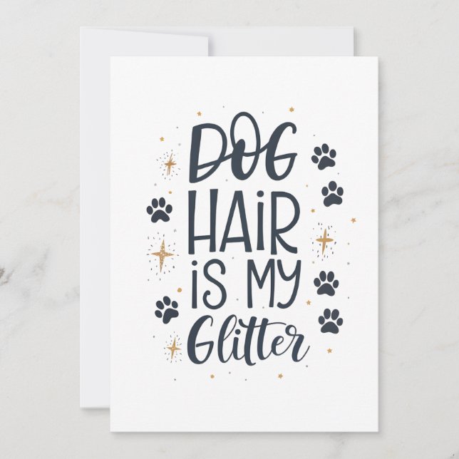 Hundhår Är Min Glitter Söt Paw Typografi Julkort (Framsida)
