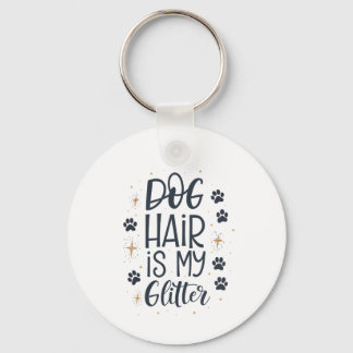 Hundhår Är Min Glitter Söt Paw-typografi Nyckelring