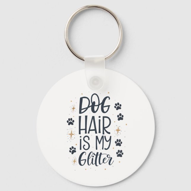 Hundhår Är Min Glitter Söt Paw-typografi Nyckelring (Framsida)