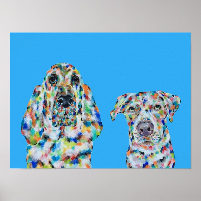 Hundhund och Labrador-konstaffisch Poster (Framsidan)