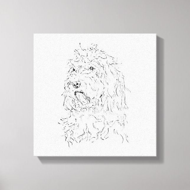 Hundillustration, Vägkonst Cockapoo Canvastryck (Framsida)