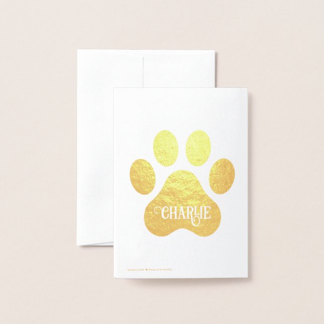 Hundklös Namn Silhuett Design Folierat Kort (Baksida med kuvert)