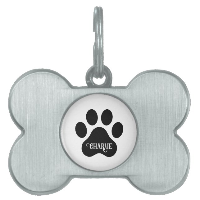 Hundklös Namn Silhuett Design ID-bricka Husdjur (Framsidan)