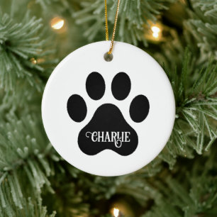 Hundklös Namn Silhuett Design Julgransprydnad Keramik