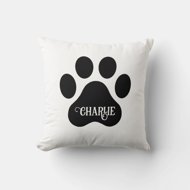 Hundklös Namn Silhuett Design Kudde (Framsida)