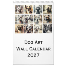 Hundkonst Väggkalender 2027, Konstnärliga Hundport