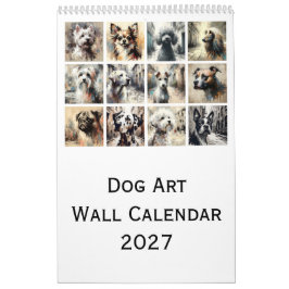 Hundkonst Väggkalender 2027, Konstnärliga Hundport Kalender