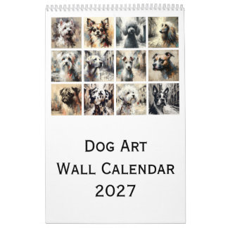 Hundkonst Väggkalender 2027, Konstnärliga Hundport Kalender