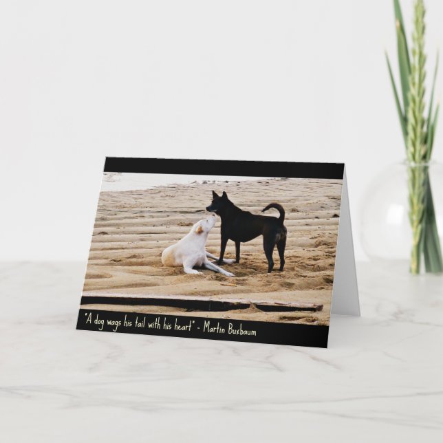Hundkonstkort - en hund Wags hans svan med hans Kort (Framsida)