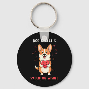 Hundkyssar och Alla Hjärtans-dags-önskningar Corgi Nyckelring
