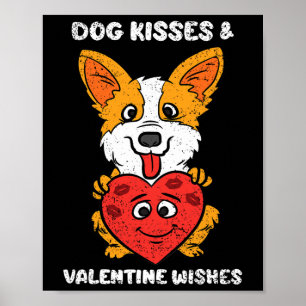 Hundkyssar och Alla Hjärtans Hälsningar Söt Corgi Poster