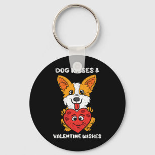 Hundkysser och Alla Hjärtans Hälsningar Söt Corgi  Nyckelring