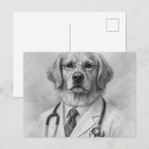 Hundläkarporträtt Veterinär Julkort