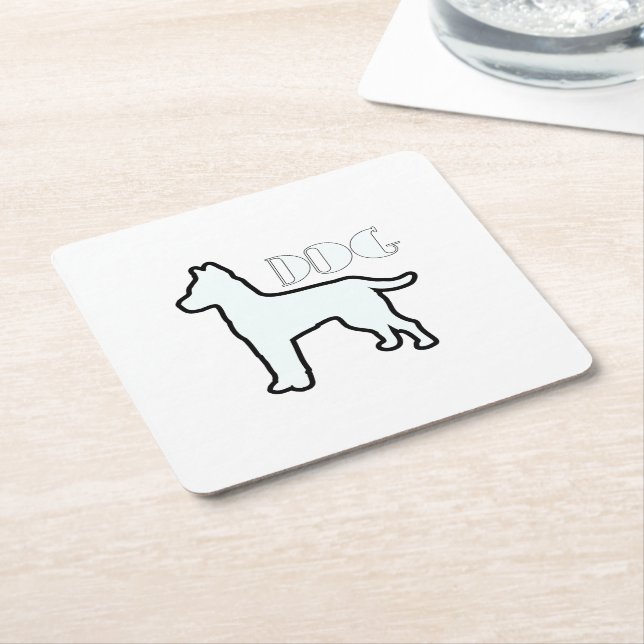 Hundlogotyp Vit Underlägg Papper Kvadrat (Vinklad)