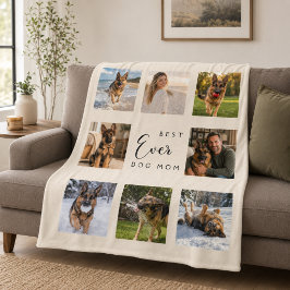 Hundmamma champagne elfenbensvit fotokollage fleecefilt