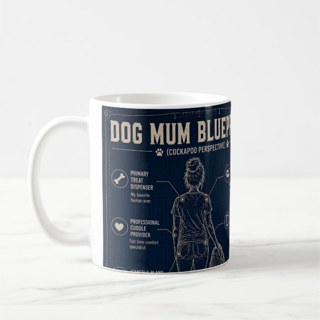 Hundmamma Cockapoo Ritning  Kaffemugg (Vänster)