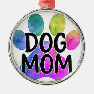 Hundmamma färgrik tass husdjursälskare Mors dag Ma Julgransprydnad Metall
