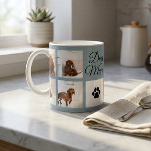 Hundmamma Fotavtryck Åtta Bilder Anpassad Kaffemugg