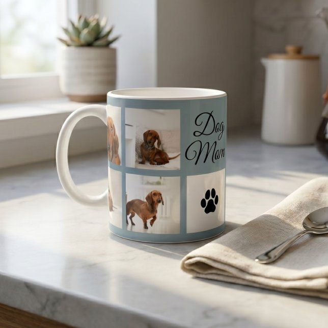 Hundmamma Fotavtryck Åtta Bilder Anpassad Kaffemugg (Skapare uppladdad)