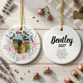Hundmamma-gåva – Blommig ros husdjursälskare minne Julgransprydnad Keramik