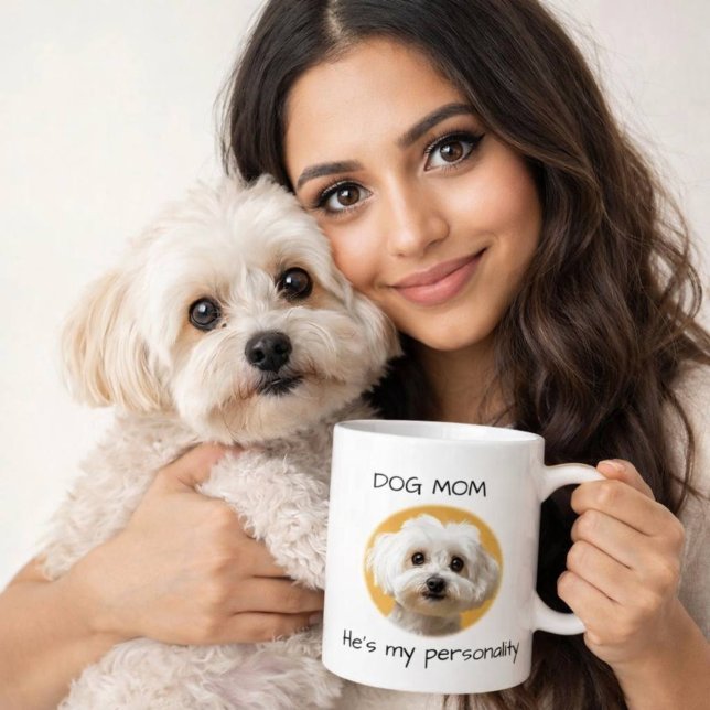 Hundmamma Han är min personlighet Söt hunddesign Kaffemugg (Skapare uppladdad)
