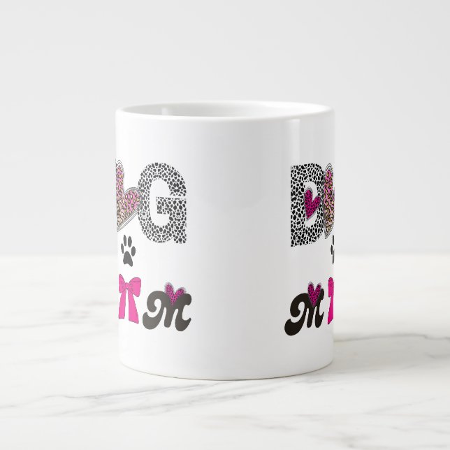 Hundmamma Leopard Heart-Mugg - Present till mamman Jumbo Mugg (Framsidan)