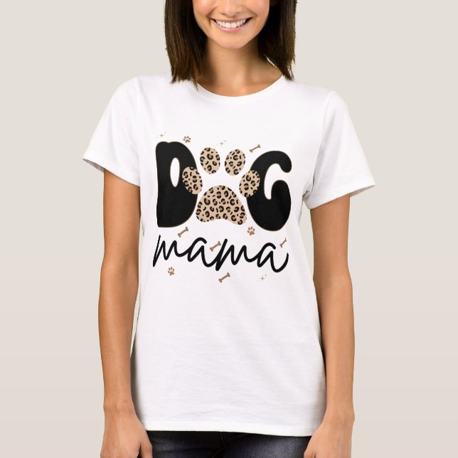 Hundmamma Leopard Mors Dag-present T Shirt (Framsida)